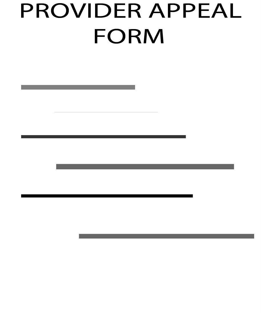 Provider Appeal Form